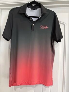 Sunday Swagger Phantom Golf Polo Shirt Men's SM Grey Pink Ombre Gradient Golfing